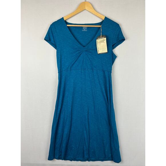 Toad & Co Rosemarie Dress Blue Knee Length Short Sleeve Women's Size M - Picture 1 of 12
